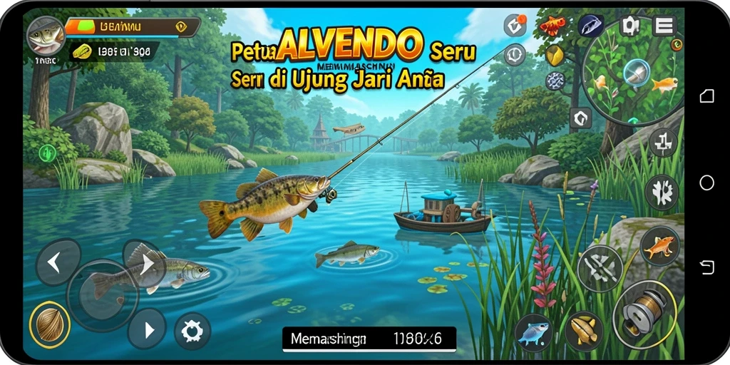 Antarmuka ALVENDO menampilkan pengalaman memancing yang menyenangkan dan interaktif.