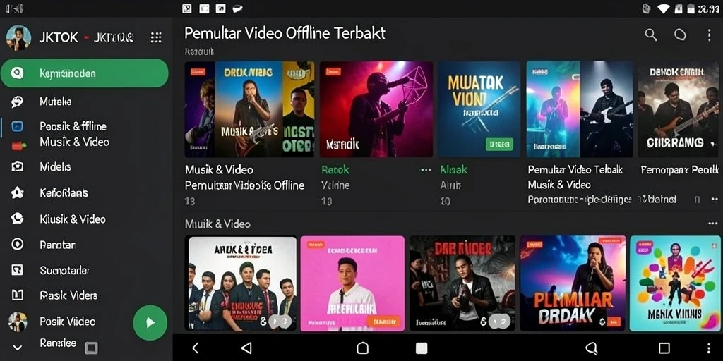 Tampilan antarmuka JKTOK yang memudahkan pemutaran video offline.