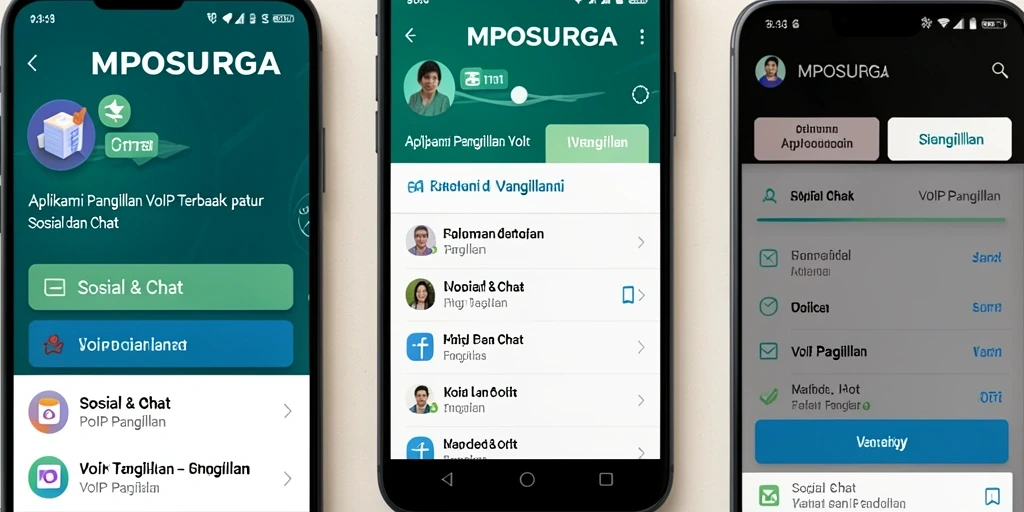 Antarmuka aplikasi MPOSURGA untuk panggilan VoIP yang menarik dan fungsional.