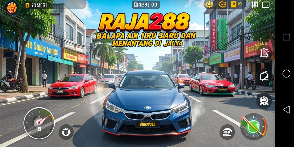 Tampilan antarmuka balap mobil yang menarik dan interaktif.