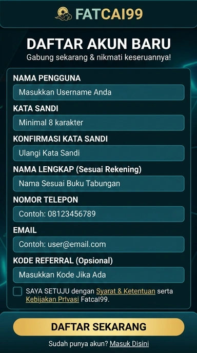 Tampilan halaman daftar fatcai99